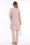 Beige Breastfeeding Featured Maternity Pajamas Set with Dressing Gown 3044 - 4