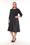 Women's Navy Blue Two-Color and Belt Detailed Dress - 2