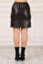 Vegan Leather Basic Stylish Women's Knee Skirt with Slit Detail - Brown - 8