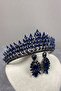 Navy Blue Eda Model Three-Dimensional Bridal Tiara and Evening Dress Earring Set – Wedding & Henna & Wedding, Stylish Design – m - 2