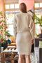 Women's Ecru Top Corded Bat Sweater Bottom Strap Dress Set TKM-19000179 - 4