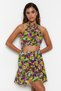 Floral Print Blouse and Skirt Set with Low Back - Tbess23Au00036