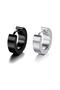 Women's Men's Unisex Silver Black Gold 2-Piece Ring Model Steel Earring Set