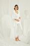 Ecru Maternity Pajama Set with Breastfeeding Feature and Dressing Gown Monamise 18433 - 2