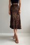 Women's Leopard Pattern Satin Midi Skirt - 3