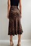 Women's Leopard Pattern Satin Midi Skirt - 5