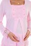 Pink Breastfeeding Featured Maternity Pajamas Set with Dressing Gown 3044 - 4