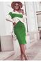 Women's Green, Pocket Detail Skirt Sweater Knitwear Double Set (Green)