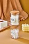 2-Piece Decorative Make-up Cotton & Floss Organizer with Wooden Lid 250 Ml Acrylic Cotton Holder - 3