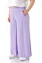 Large Size Ribbed Stitched Pocket Zippered Wide Leg Linen Lilac Trousers - 5