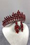 Red Eda Model Three-Dimensional Bridal Crown and Evening Dress Earring Set – Wedding & Henna & Wedding, Stylish Design – Ma - 8