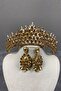 Honey Color Eda Model Three Dimensional Bridal Crown and Evening Dress Earring Set – Wedding & Henna & Wedding, Stylish Design – - 7
