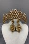 Honey Color Eda Model Three-Dimensional Bridal Henna Crown and Stone Earring Set – Magnet, Gift, Ornamental Accessory - 4