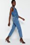 Mavi Yüksek Bel Düz Kesim Straight %100 Pamuk Non-Stretch Jeans TWOSS23JE00089 - 4