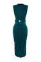 Emerald Green Body-fitting Sleeveless Drape Detailed Belt Midi Flexible Knitted Pencil Dress TWOSS22EL0756 - 7