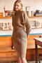 Women's Camel Top Corded Bat Sweater Bottom Strap Dress Set TKM-19000179 - 4