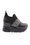 Women's Stretch Silver Stone Mega Thick Sole Sneakers Shoes Black 7813116