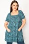 Women's Large Size Green Collar Gipe Rubber and Pocket Detailed Tunic 65n32938