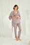 Mink Maternity Pajama Set with Nursing Feature and Dressing Gown Monamise 18431 - 3