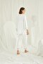 Ecru Maternity Pajama Set with Breastfeeding Feature and Dressing Gown Monamise 18433 - 4