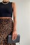 Women's Leopard Pattern Satin Midi Skirt - 4