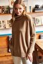 Women's Milk Coffee Lace Collar Hidden Pocket Oversize Knitwear Blouse BLZ-19002109 - 2