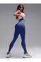 Pescia Ribbed Leggings High Waist Seamless Durable Knitted Fabric Navy Color - 3