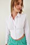 Women's White Corset Elastic Waist Crop