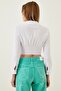 Women's White Corset Elastic Waist Crop - 4
