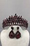 Burgundy Eda Model Three-Dimensional Bridal Henna Crown and Drop Earring Set – Wedding & Henna & Wedding, Stylish Design