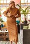 Women Camel Top Crop Sweatshirt Bottom Strap Dress Knitwear Suit TKM-19000176 - 4