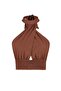 Brown Crop Woven Cut Out/Window Blouse TBESS23BZ00005 - 7