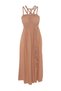 Brown Belted Maxi Woven Tie-Up 100% Cotton Beach Dress TBESS23EL00070 - 7