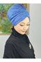 Sultan Model Indigo Glitter Drawstring Outer Bonnet - 2