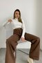 Carolina Women's Non-Fading Brown High Waist Loose Leg Jeans Palazzo Jeans - 2