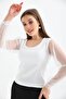 Women's Sleeve Tulle Detailed Blouse