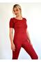 Women's Polymer Coated Fat Burning Providing Sweating Burgundy Sauna Thermal One Piece T-shirt - 5