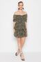 Black Floral Skirt Flounce Skater/Waist Opening Chiffon Mini Lined Woven Dress TWOSS22EL2772 - 3