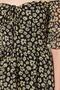 Black Floral Skirt Flounce Skater/Waist Opening Chiffon Mini Lined Woven Dress TWOSS22EL2772 - 4