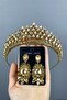 Honey Color Eda Model Three Dimensional Bridal Crown and Evening Dress Earring Set – Wedding & Henna & Wedding, Stylish Design – - 3