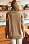 Women's Milk Coffee Lace Collar Hidden Pocket Oversize Knitwear Blouse BLZ-19002109 - 4