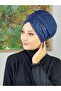 Sultan Model Dark Blue Glittered Gathered Outer Bonnet - 5