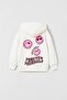 Girl's Smile Printed Hooded Cotton Sweat - 2