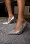 Portofino Women's Silver Stone Detail Heeled Evening Dress Shoes - 5