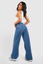 Carolina Women's Non-Fading Medium Blue High Waist Wide Leg Jeans Palazzo Jeans - 4