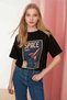 Women's 'space' Oversize T-shirt with Front and Sleeve Detail Printed - 5
