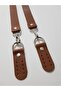 Taba Puzzle Model Real Leather Double Bag Handle 2.5 cm X 55 cm Silver Metal - 4