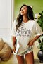 Women's White Wildflowers Printed Oversize T-shirt