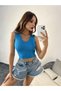 Knitwear V-Neck - Bustier with Hair Braid Detail - 2