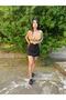 Women's Brown Triangle Elastic Crop - 3